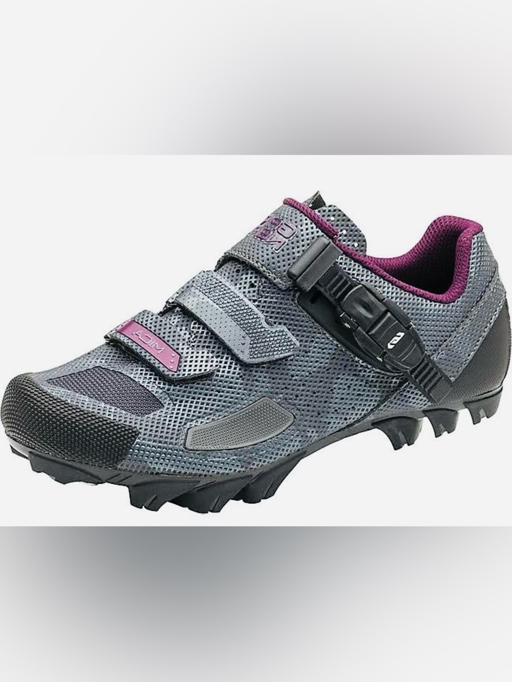 Women’s Gray Athletic Cycling Shoe with Purple Accents